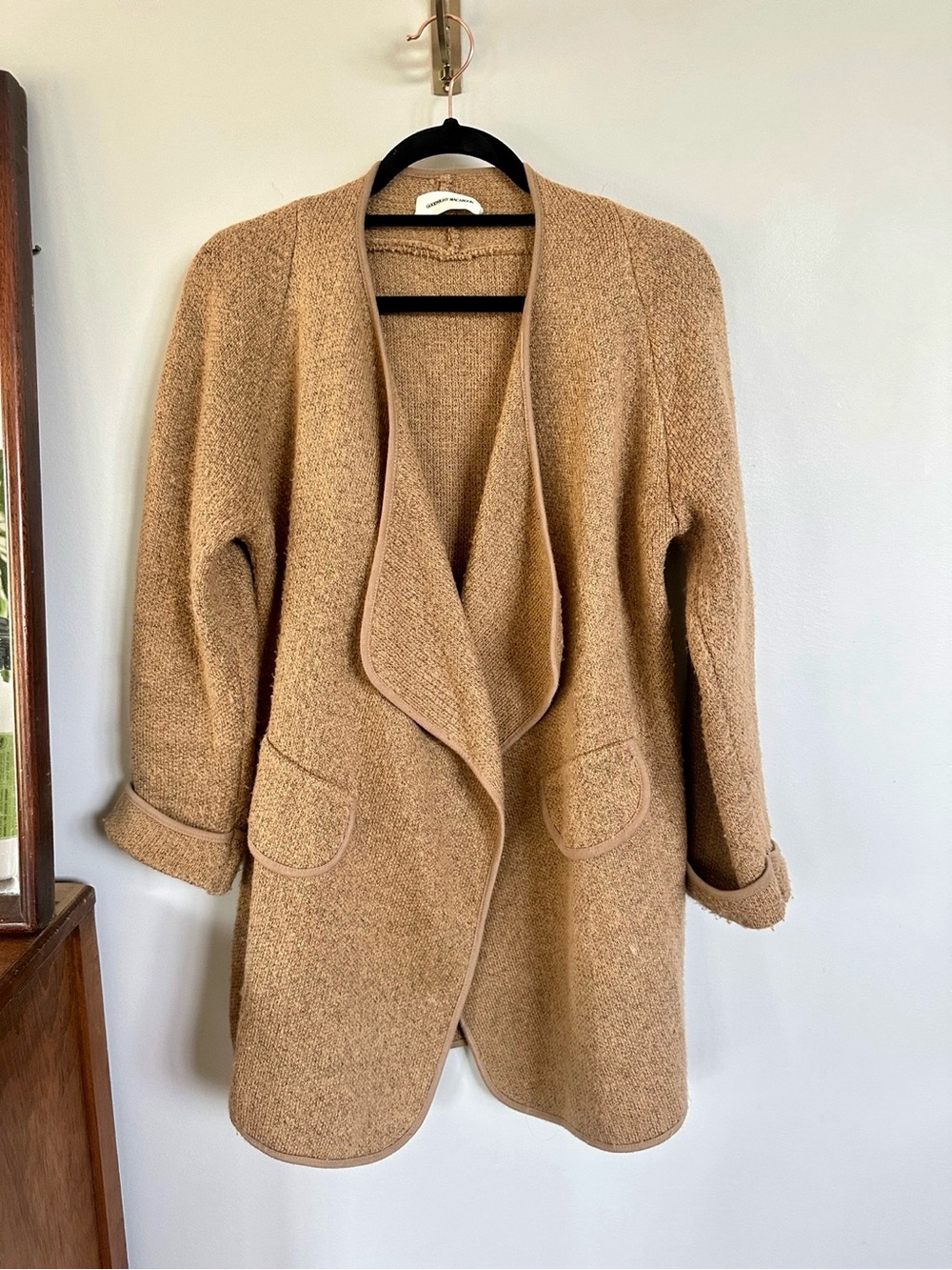 Goodnight Macaroon Camel Marl Knit Waterfall Cardigan Coat One Size